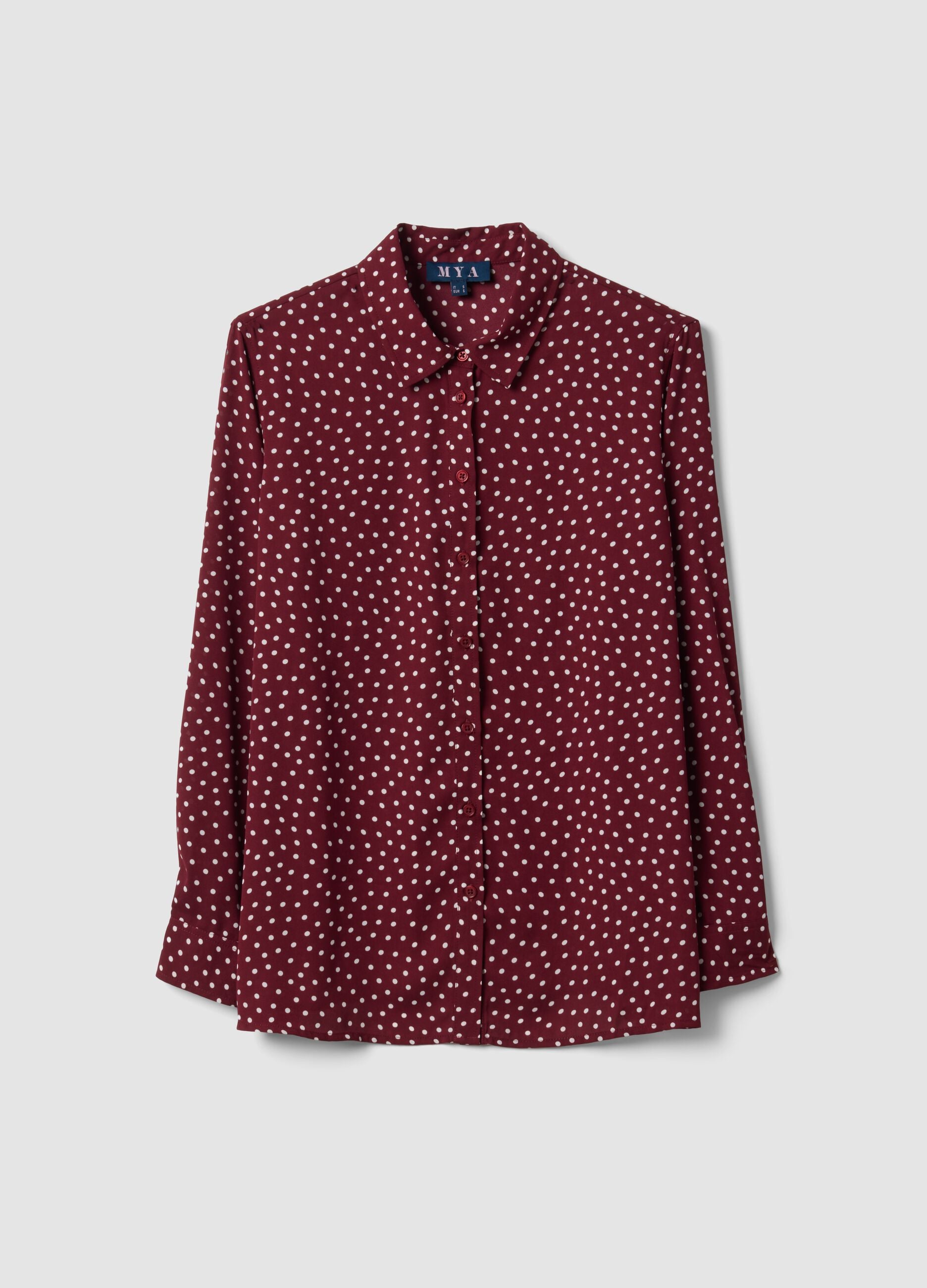 Red polka-dot shirt with classic collar, regular fit