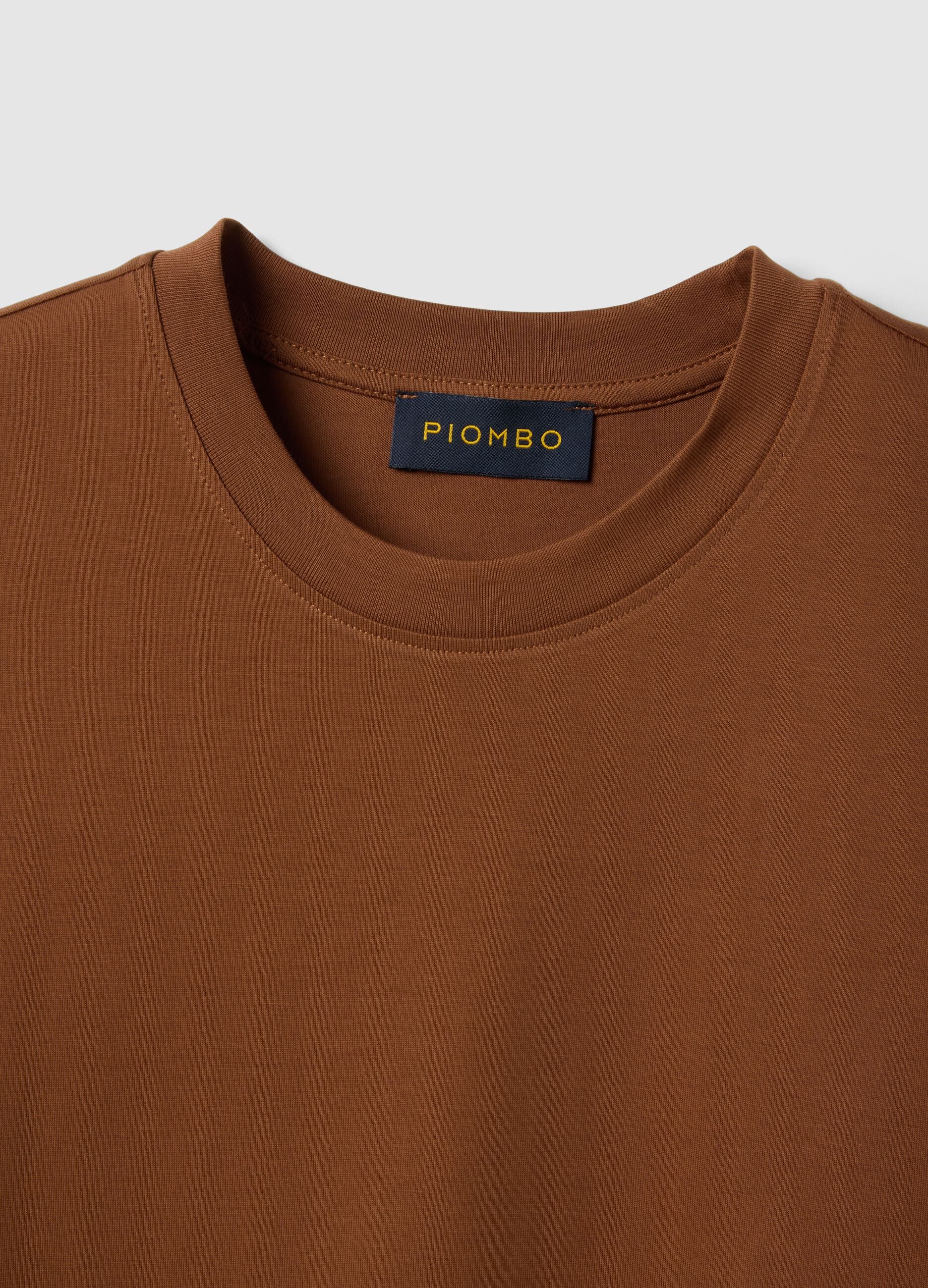 Brown crew neck pure cotton t-shirt relaxed fit