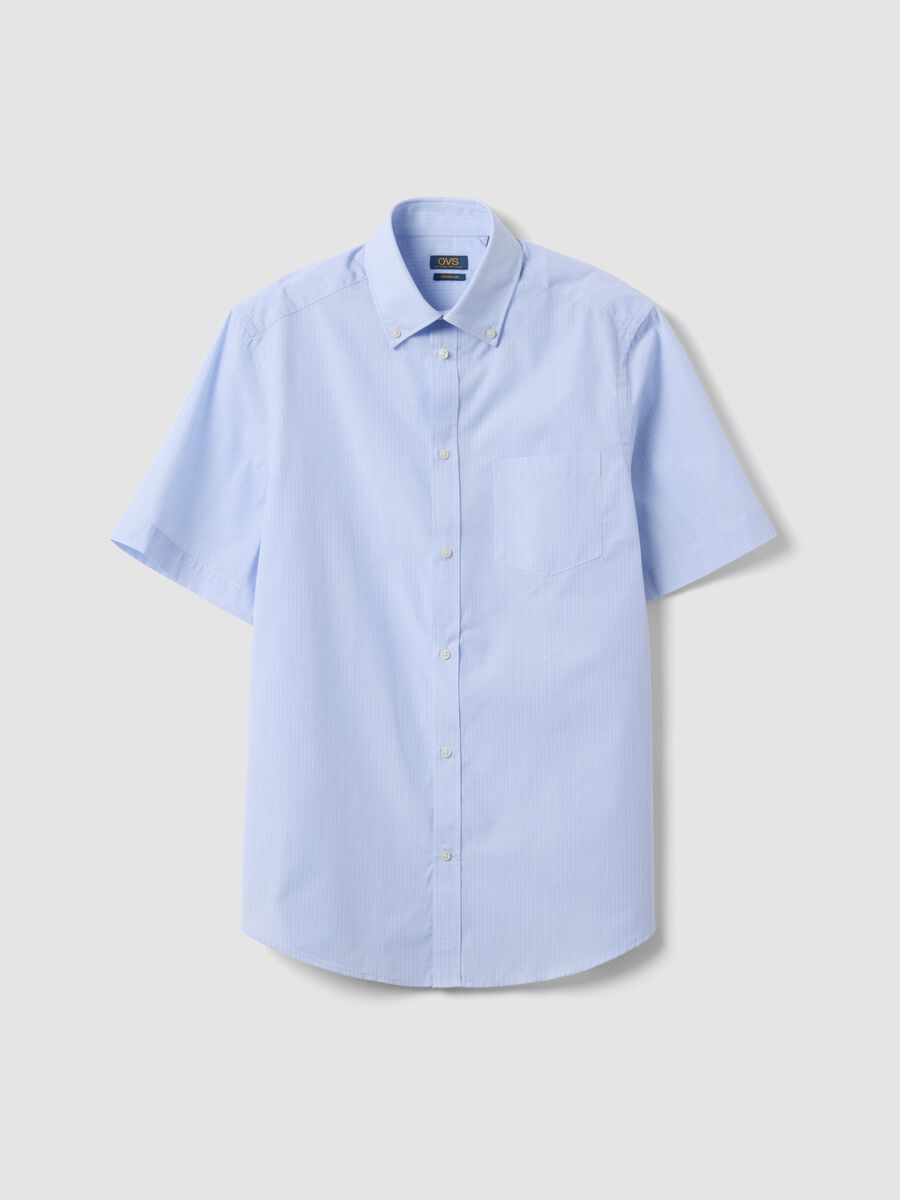 Light blue short-sleeve shirt with button-down collar_4