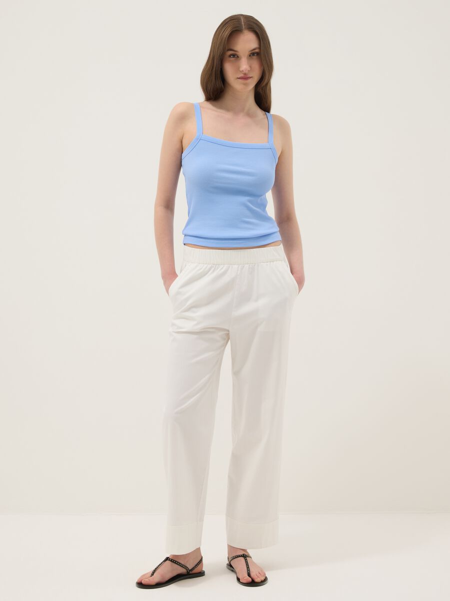 Light blue pure cotton ribbed vest top_2