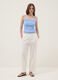 Light blue pure cotton ribbed vest top_1