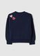 Blue pure cotton regular fit sweatshirt with embroidery for girl_1
