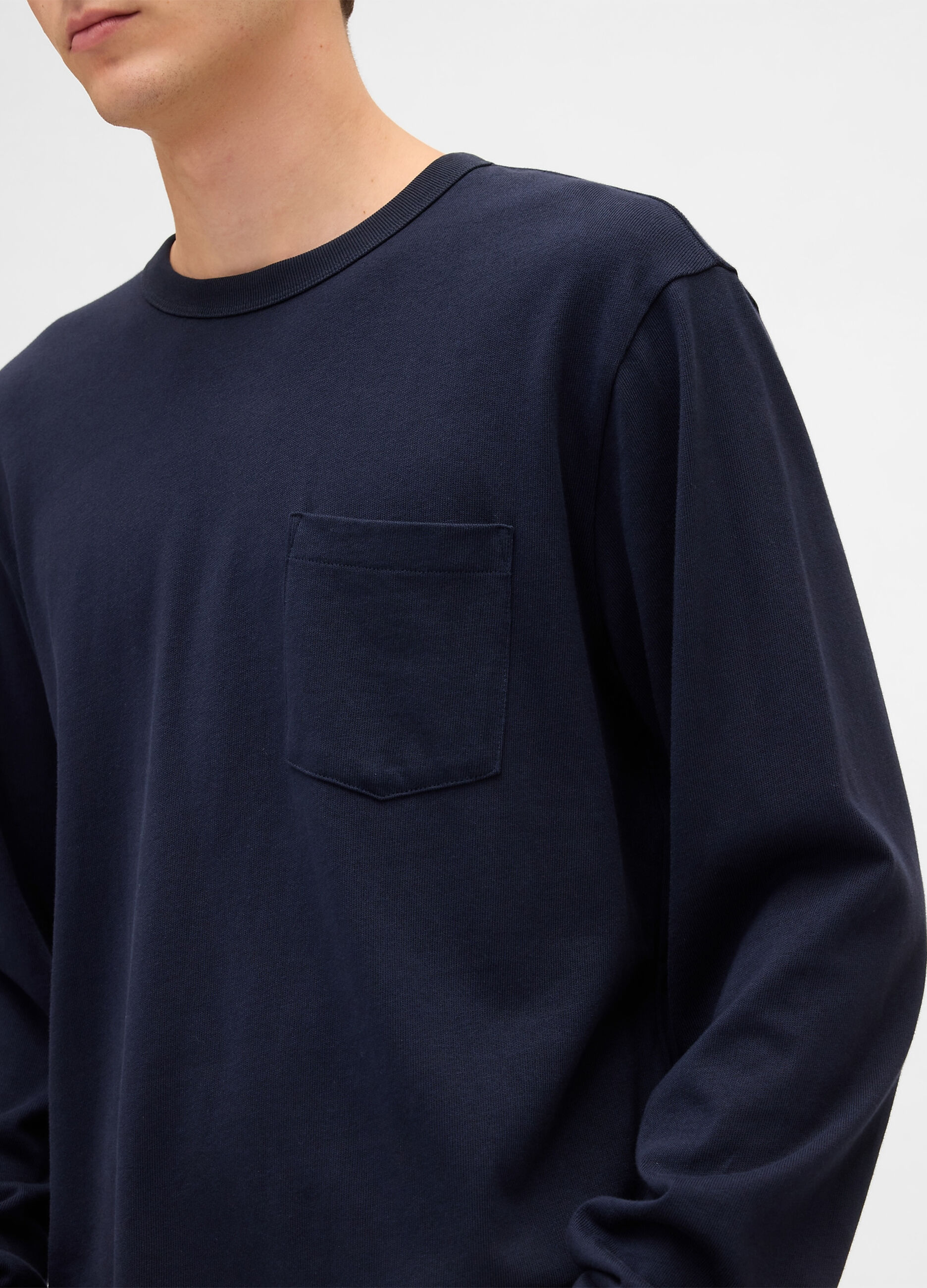 Blue long-sleeve cotton shirt