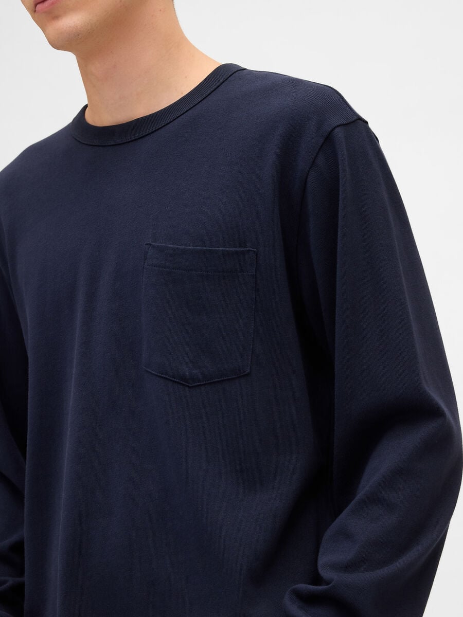 Blue long-sleeve cotton shirt_3
