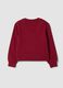 Red pure cotton crew-neck sweatshirt with bow for girls_1