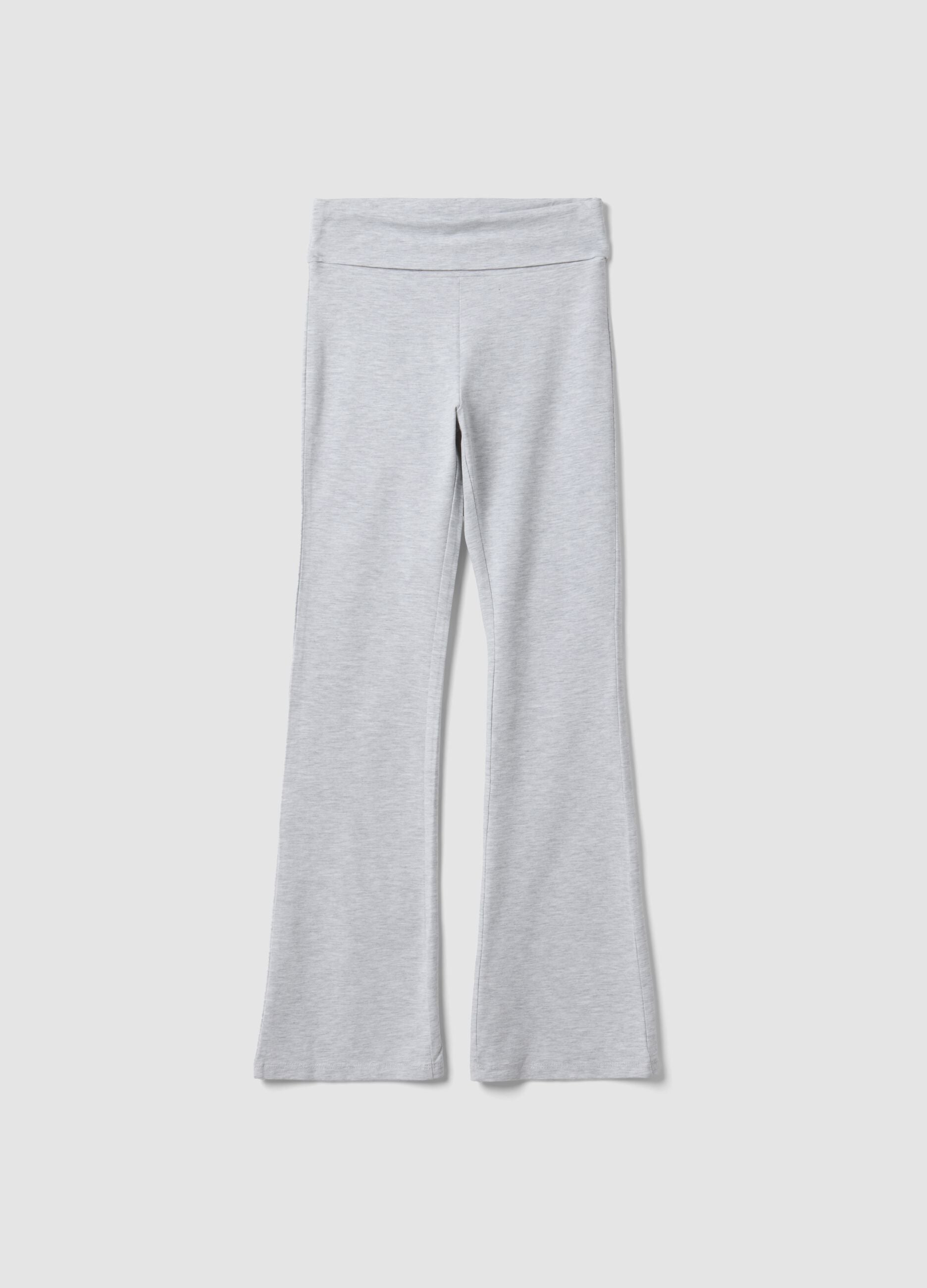 Girls&rsquo; grey flared leggings in stretchy organic cotton