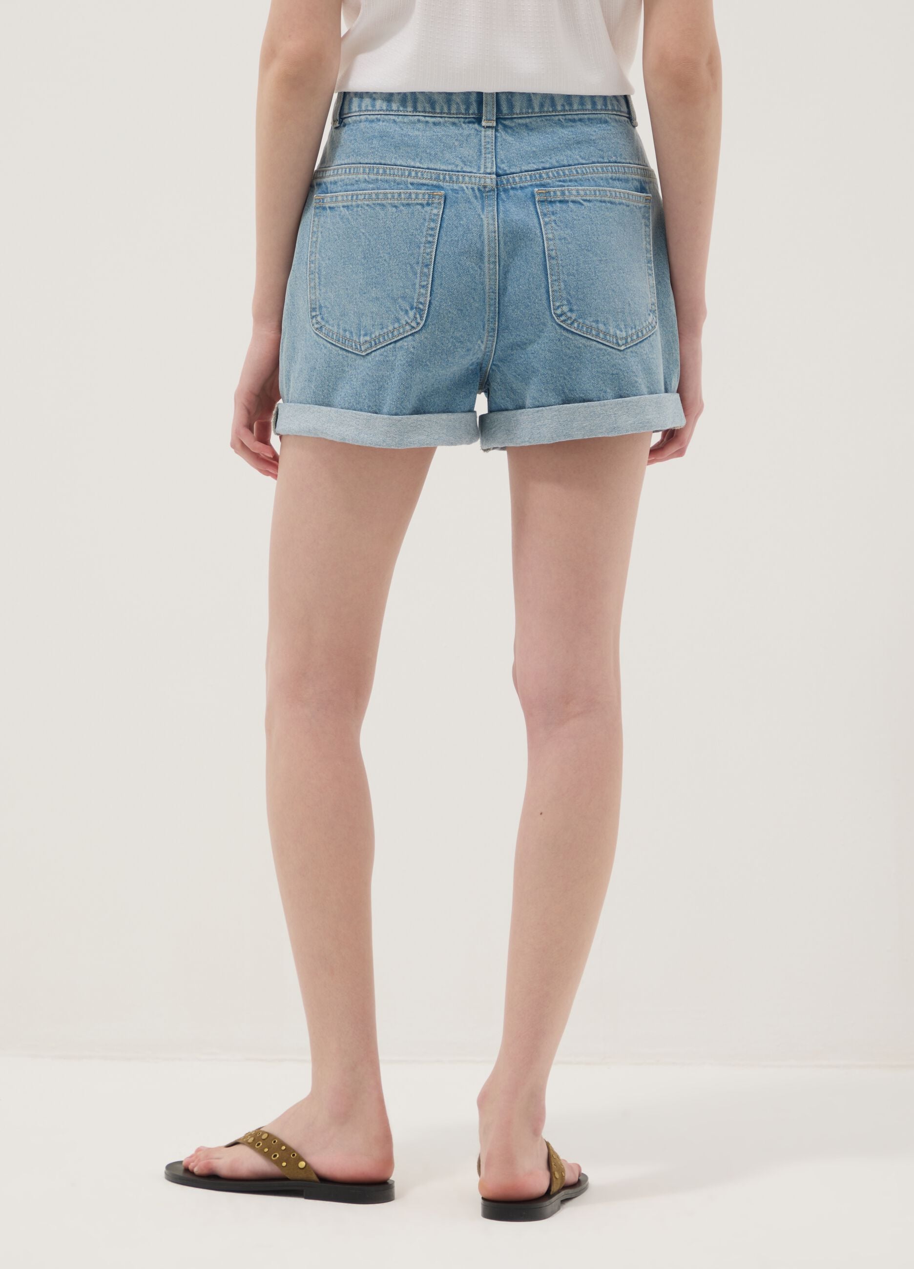Light blue pure cotton denim shorts