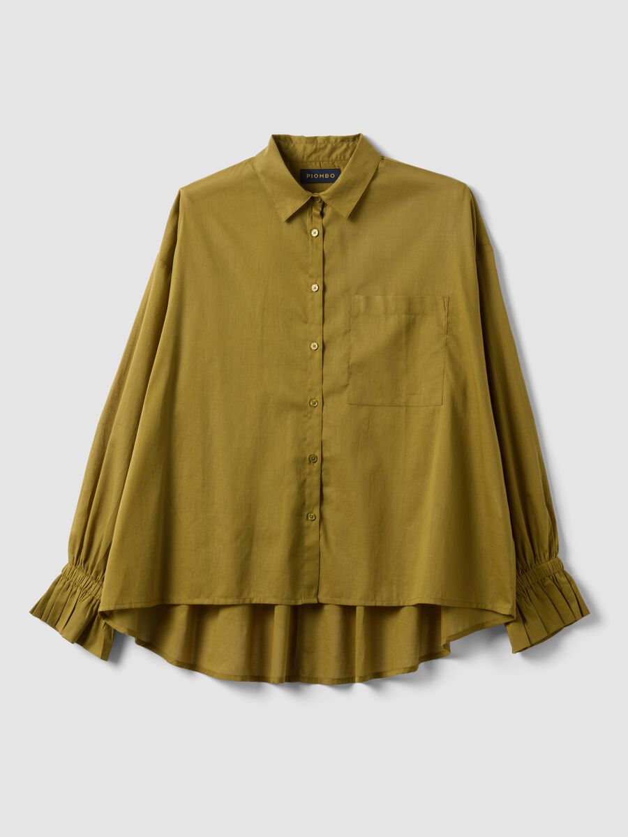 Camicia verde a maniche lunghe in puro cotone over fit_5