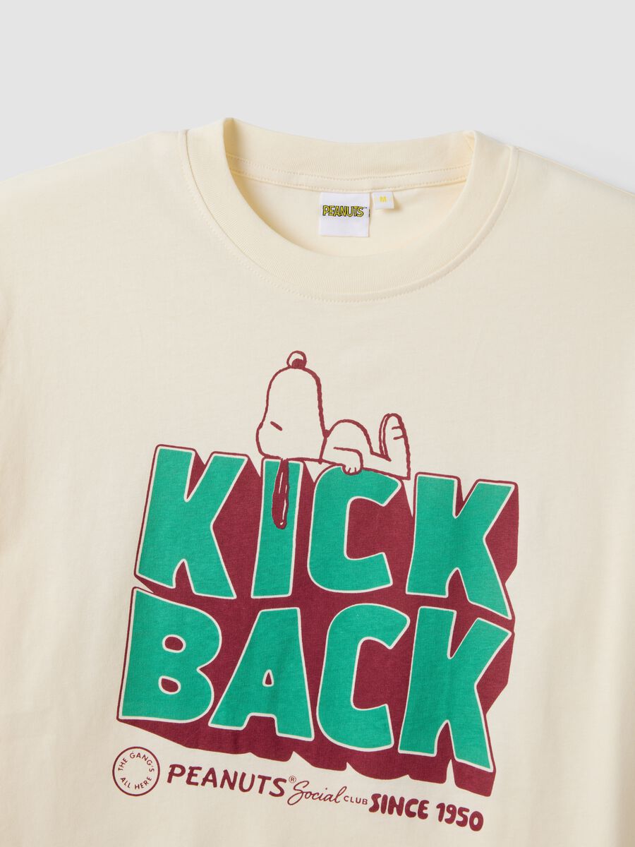 White pure cotton Peanuts print T-shirt, relaxed fit_6