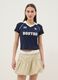 Blue pure cotton regular fit polo neck T-shirt with print_2