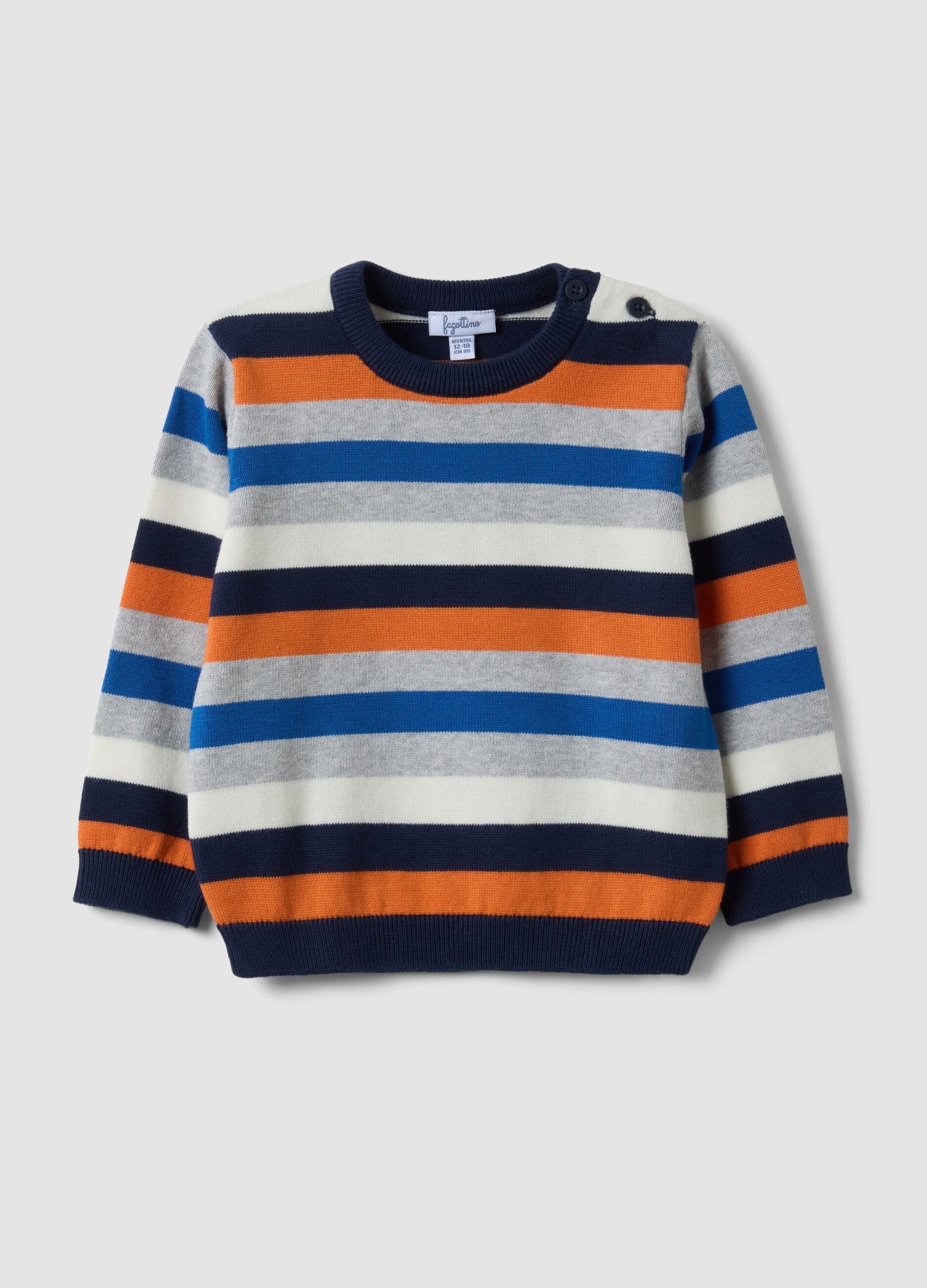Multicolour striped pure cotton jumper for baby boy