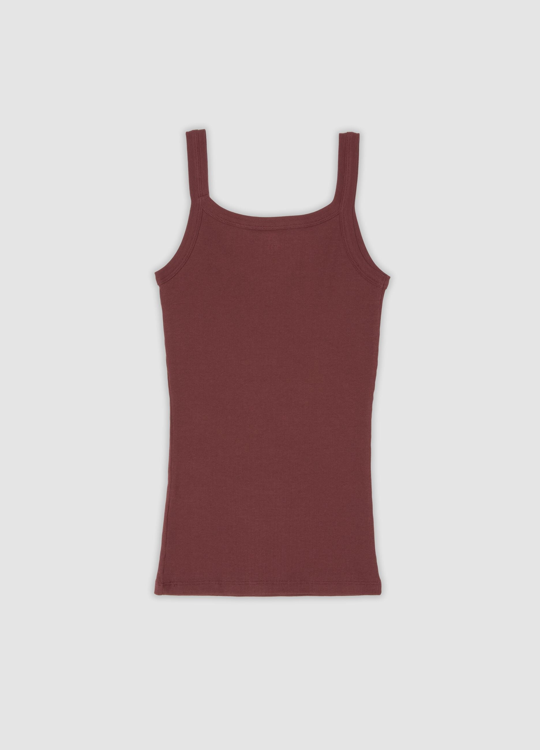 Red organic cotton crew-neck vest top