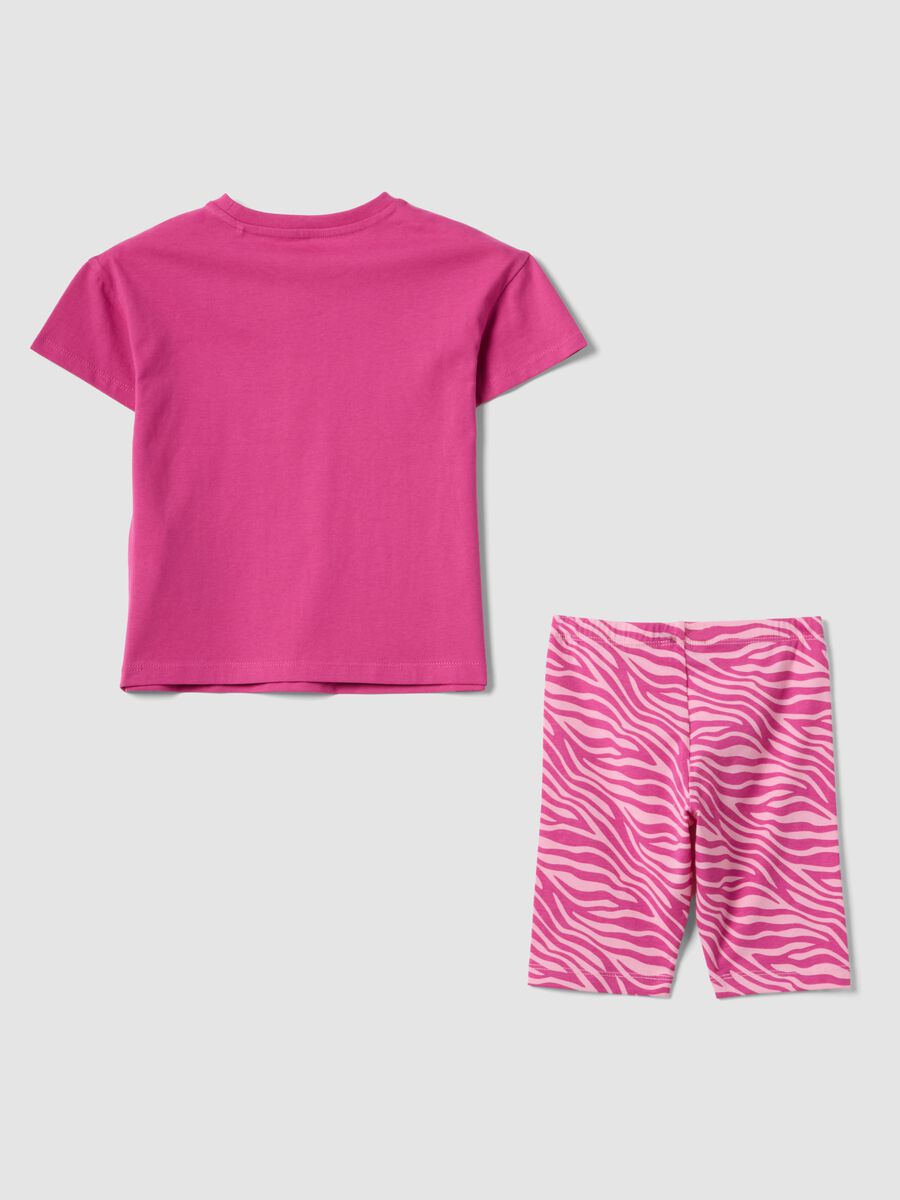 Pink pure cotton set with T-shirt and cycling shorts leggings_1