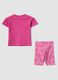Pink pure cotton set with T-shirt and cycling shorts leggings_1