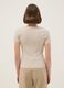 Beige Stretch Cotton Regular Fit T-shirt Deep V_2