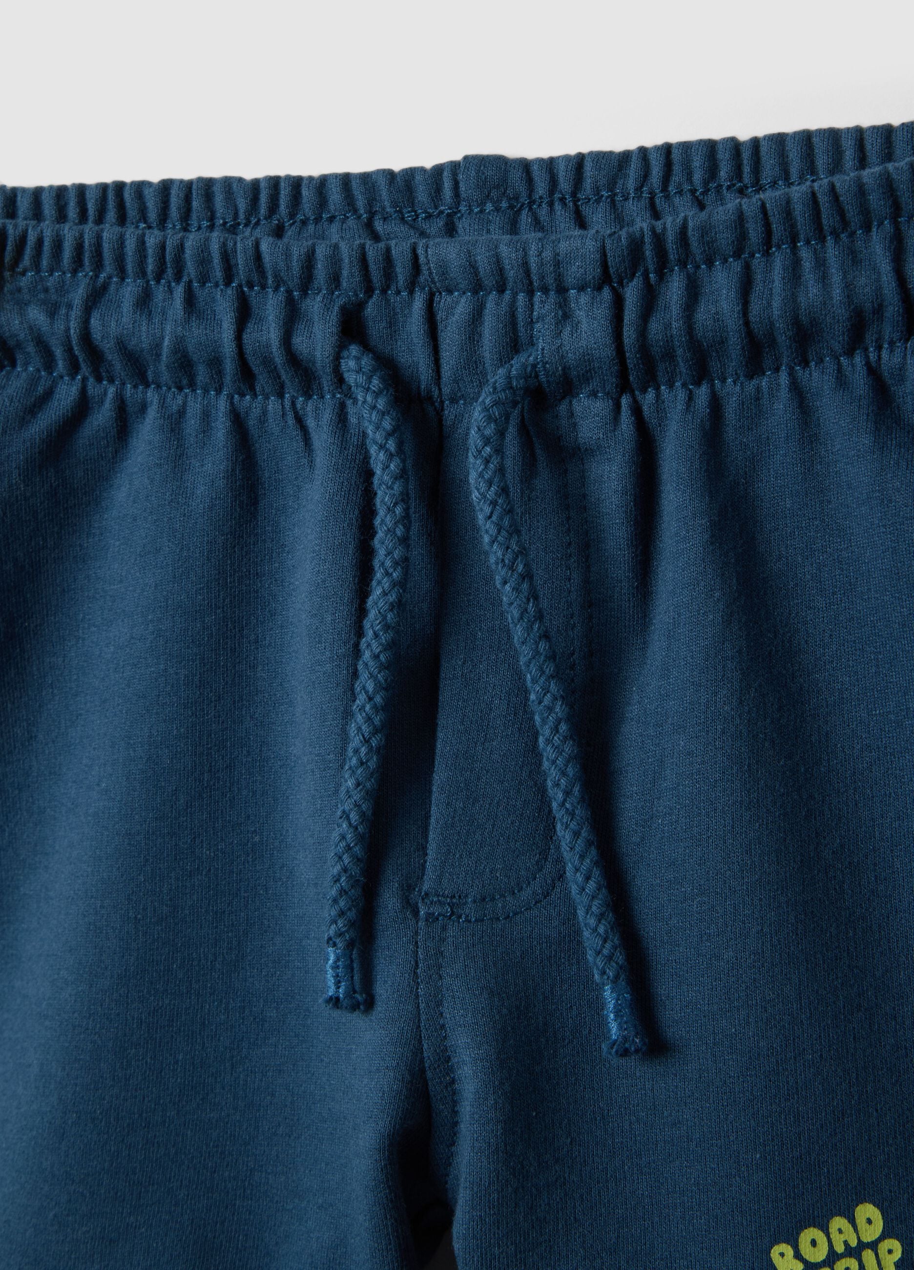 Children&rsquo;s blue pure cotton shorts, regular fit with car print