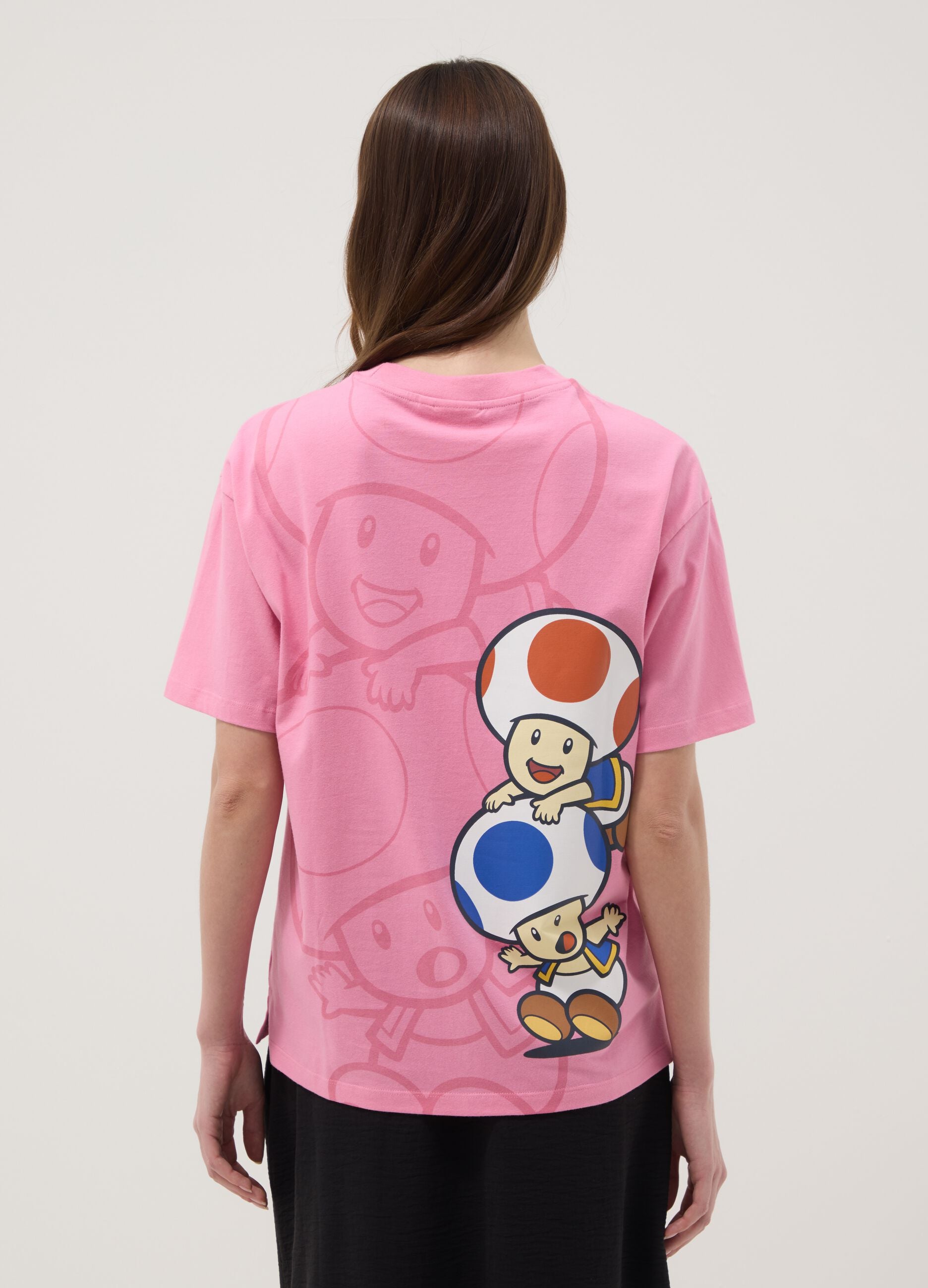 Pink short-sleeved pure cotton T-shirt