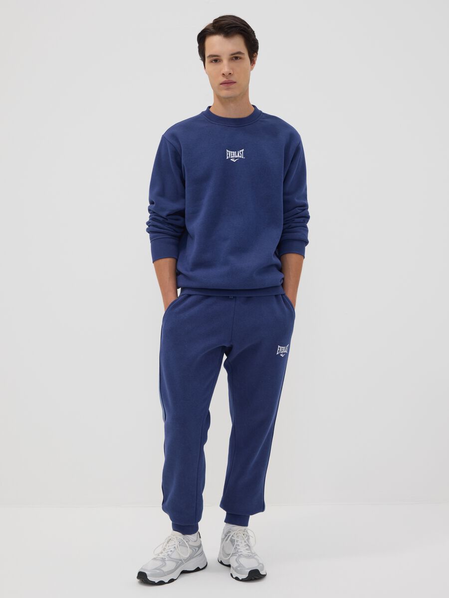 Blue cotton-blend crew-neck sweatshirt with logo_1