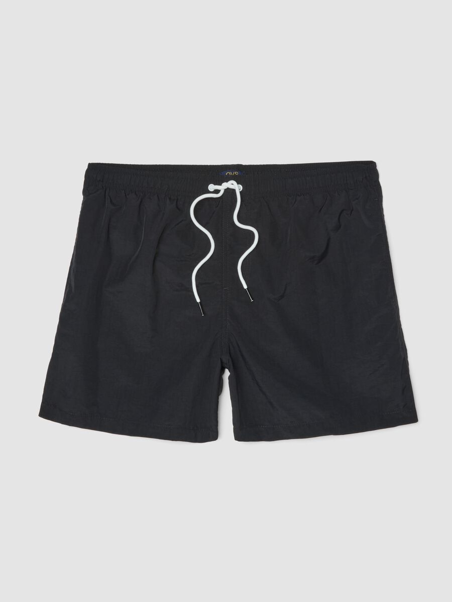 Black regular-fit swim shorts with drawstring_4