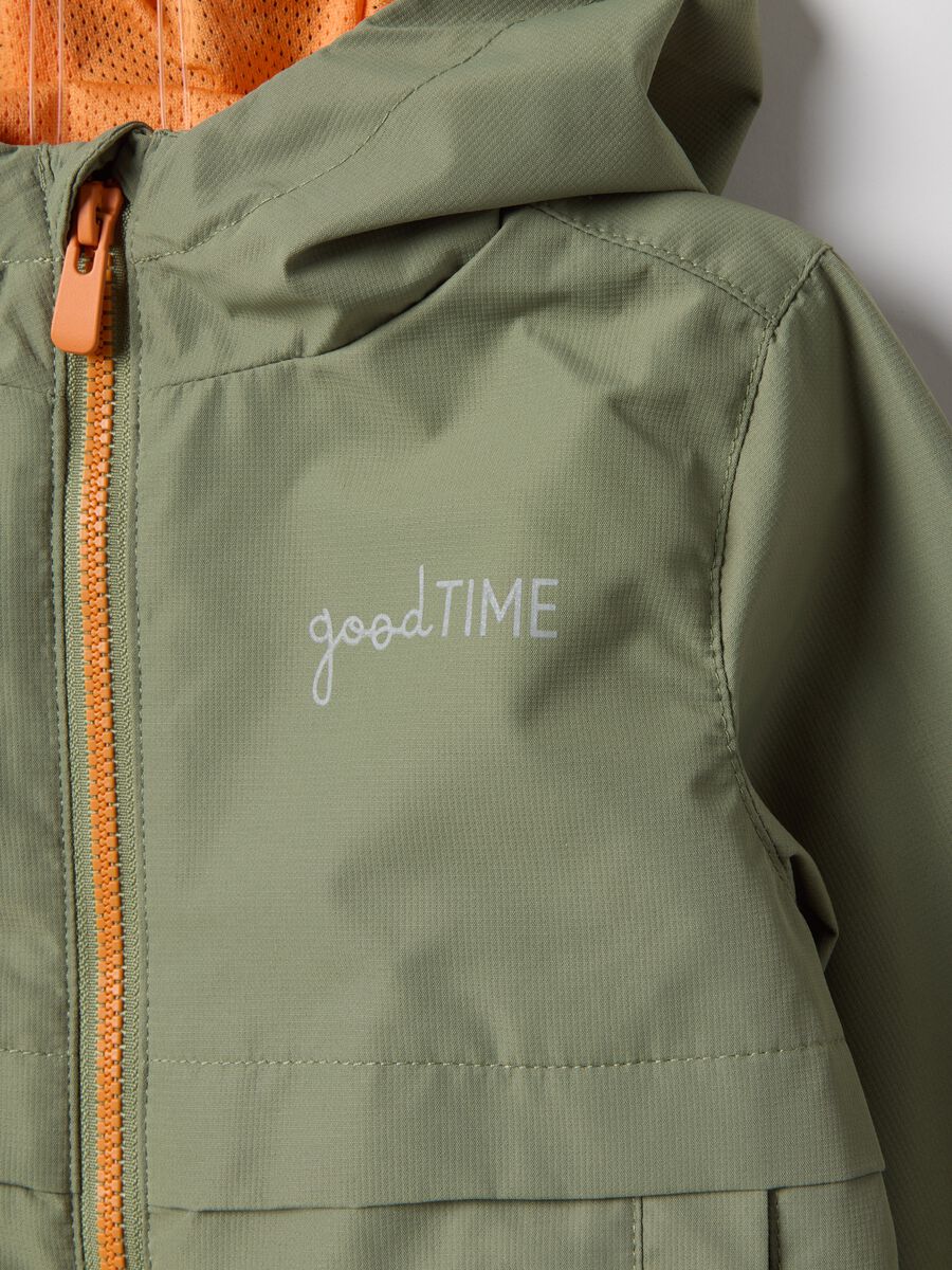 Giacca verde da bimbo regular fit con zip integrale e cappuccio_2