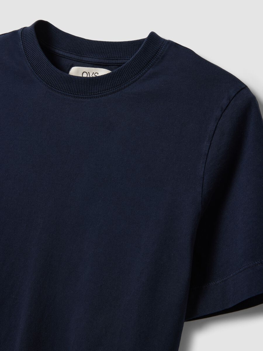 Blue short-sleeve pure cotton regular fit T-shirt_5