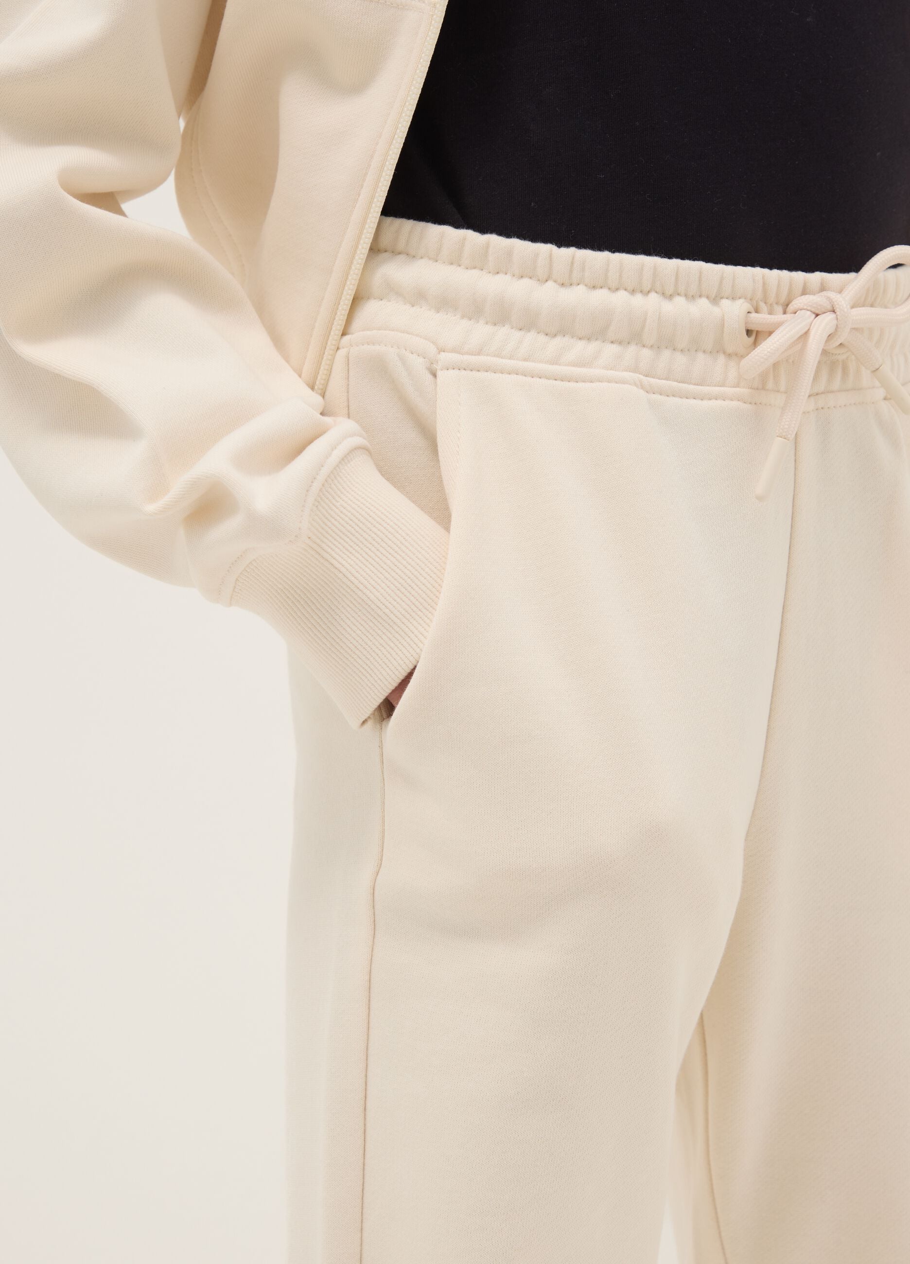 Girls' beige pure cotton trousers, regular fit