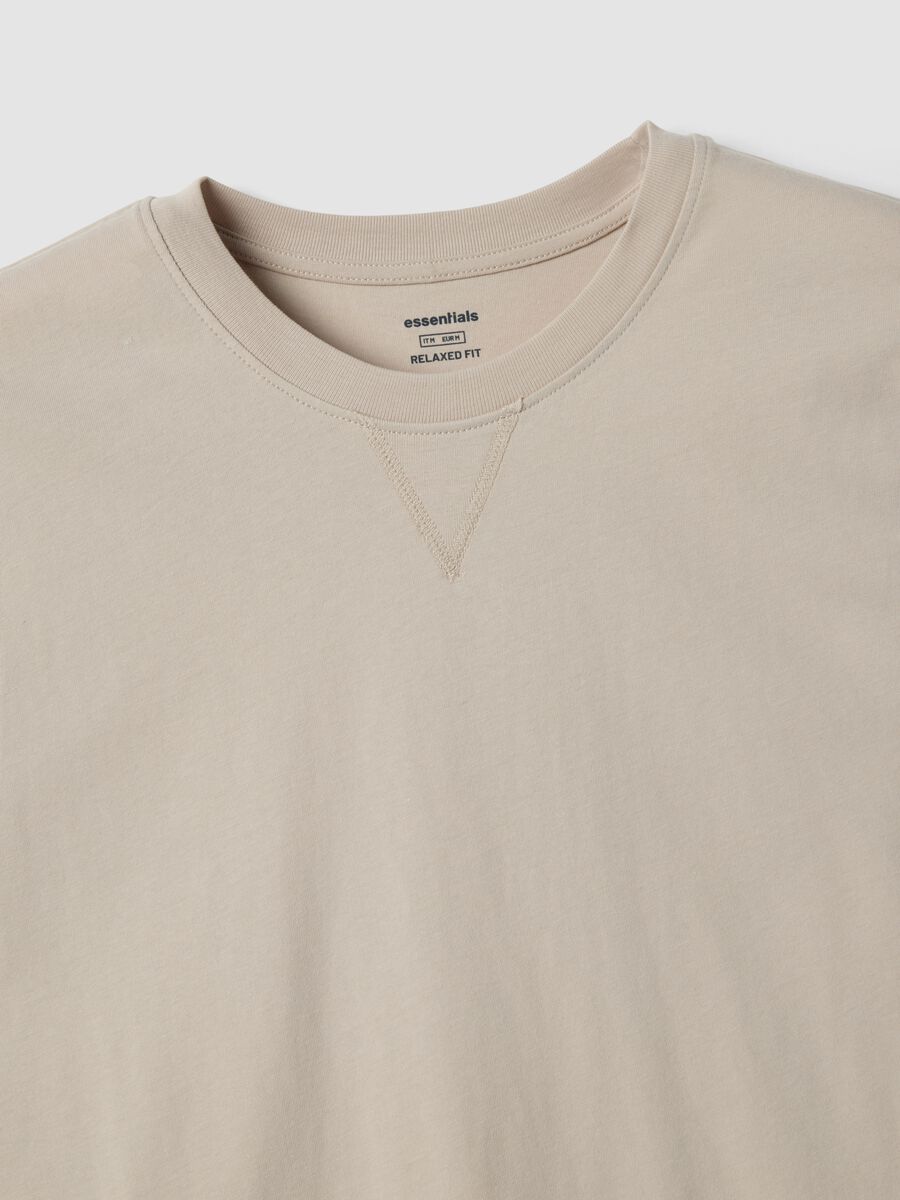 Grey crew-neck pure cotton vest, relaxed fit_5