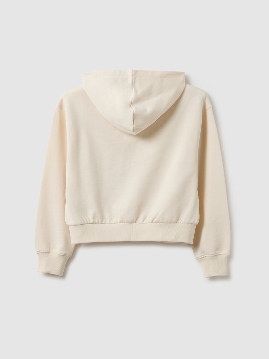 Girl's beige pure cotton hoodie in relaxed fit_4