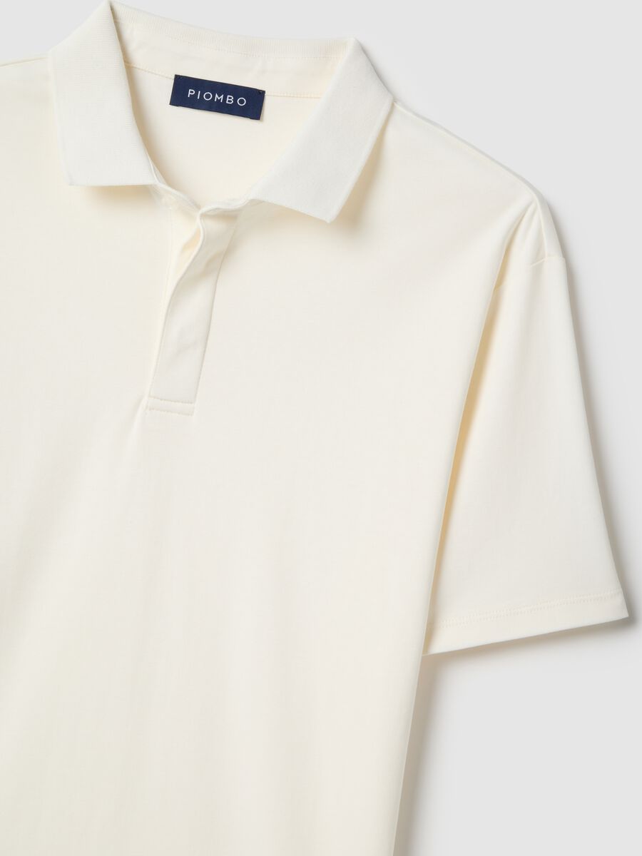 White polo shirt in pure mercerised cotton, regular fit_5