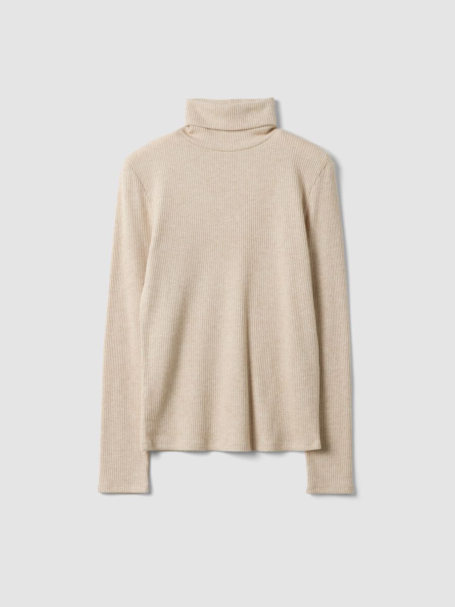 Beige ribbed viscose-blend crew-neck jumper_4