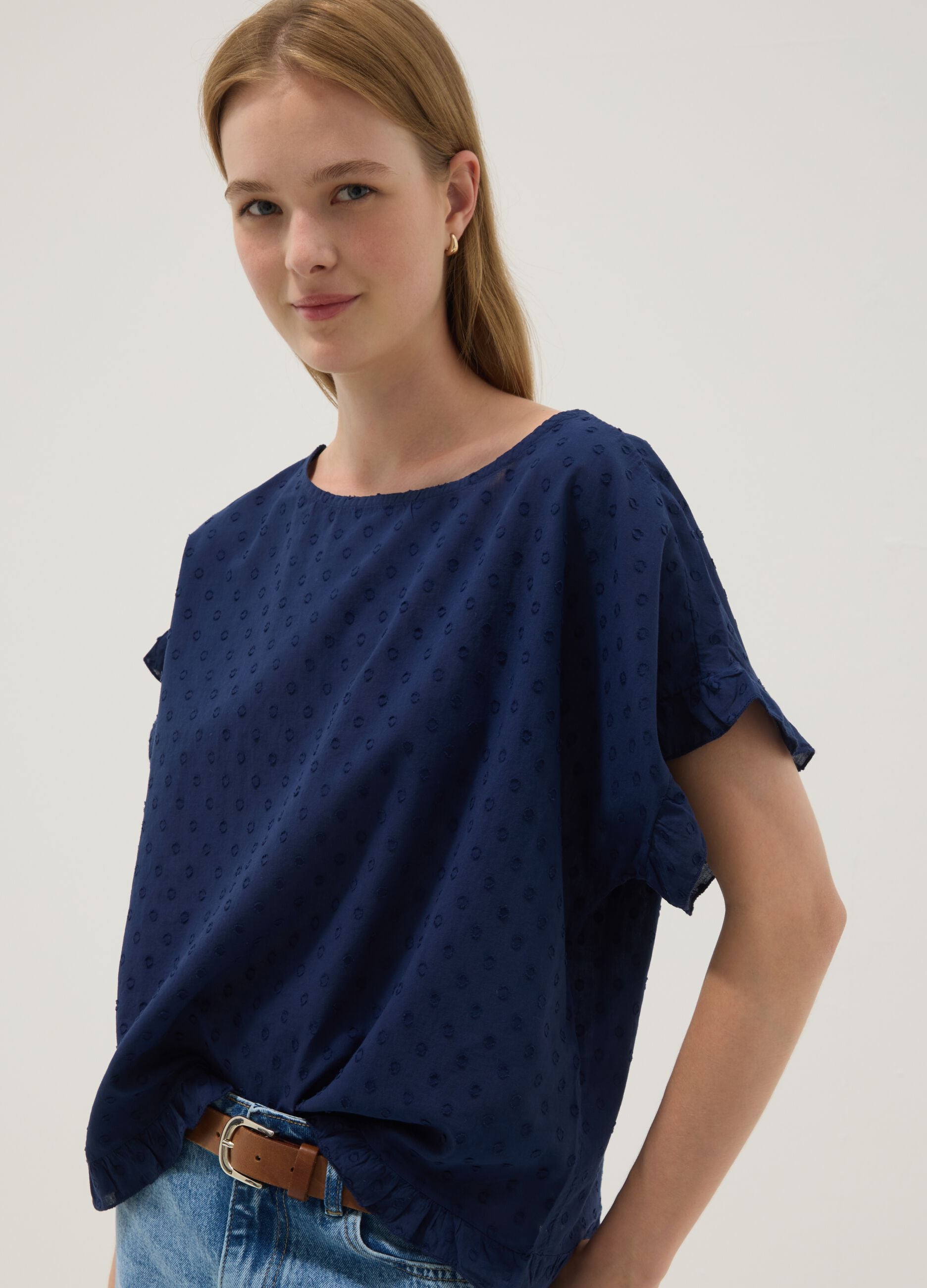 Blue pure cotton blouse