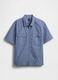 Blue checked short-sleeve shirt_4