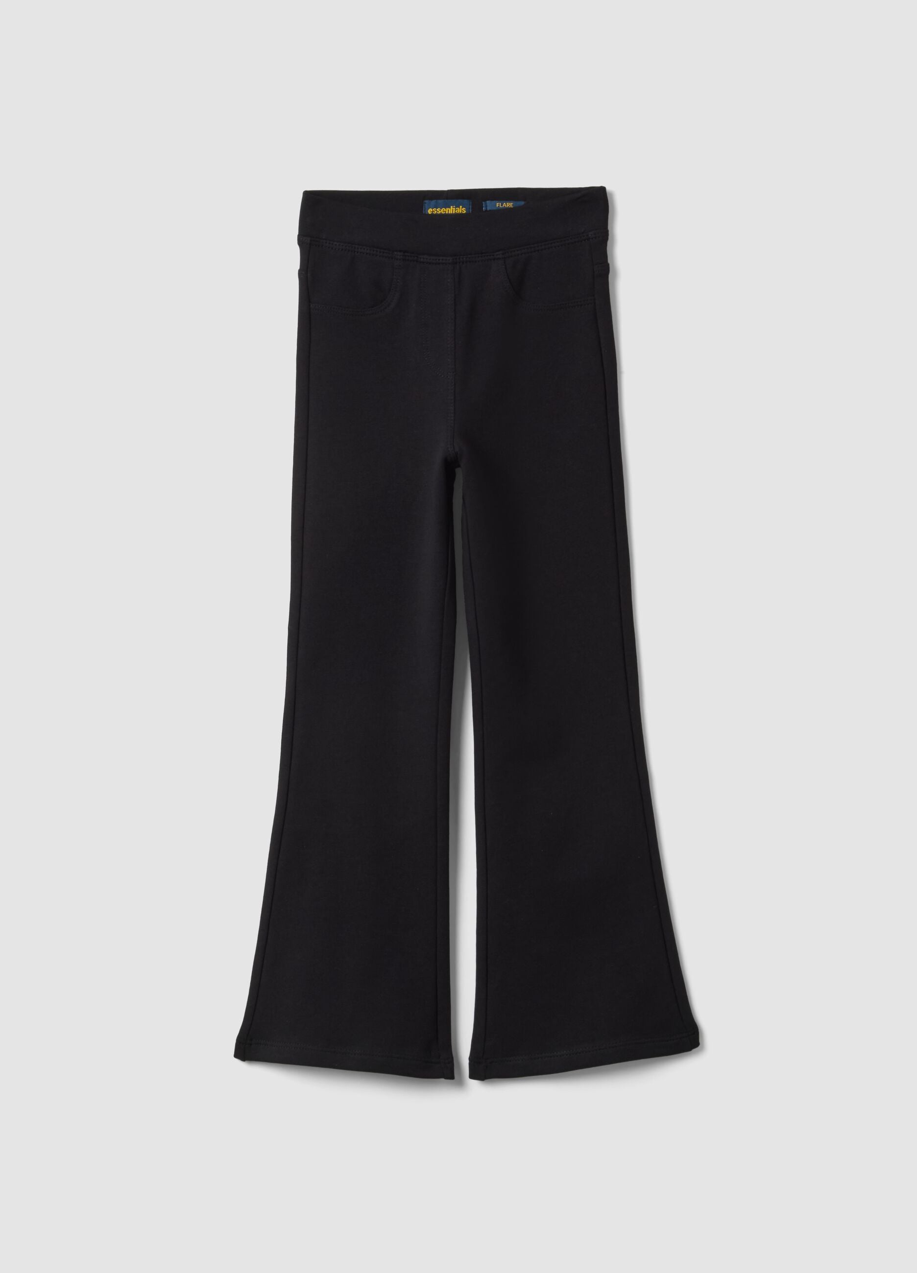 Black organic cotton flared trousers