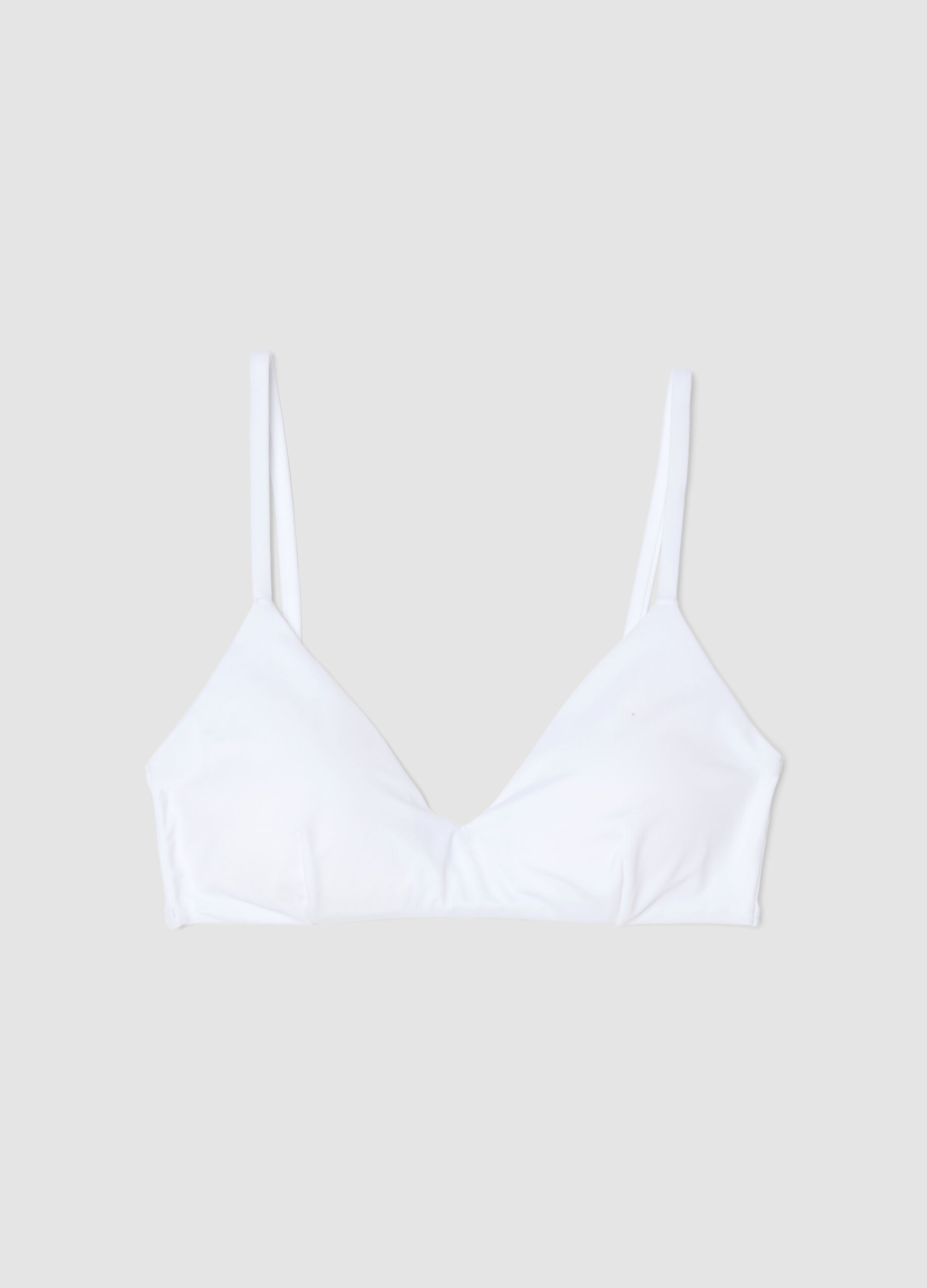White triangle bikini top in stretch fabric