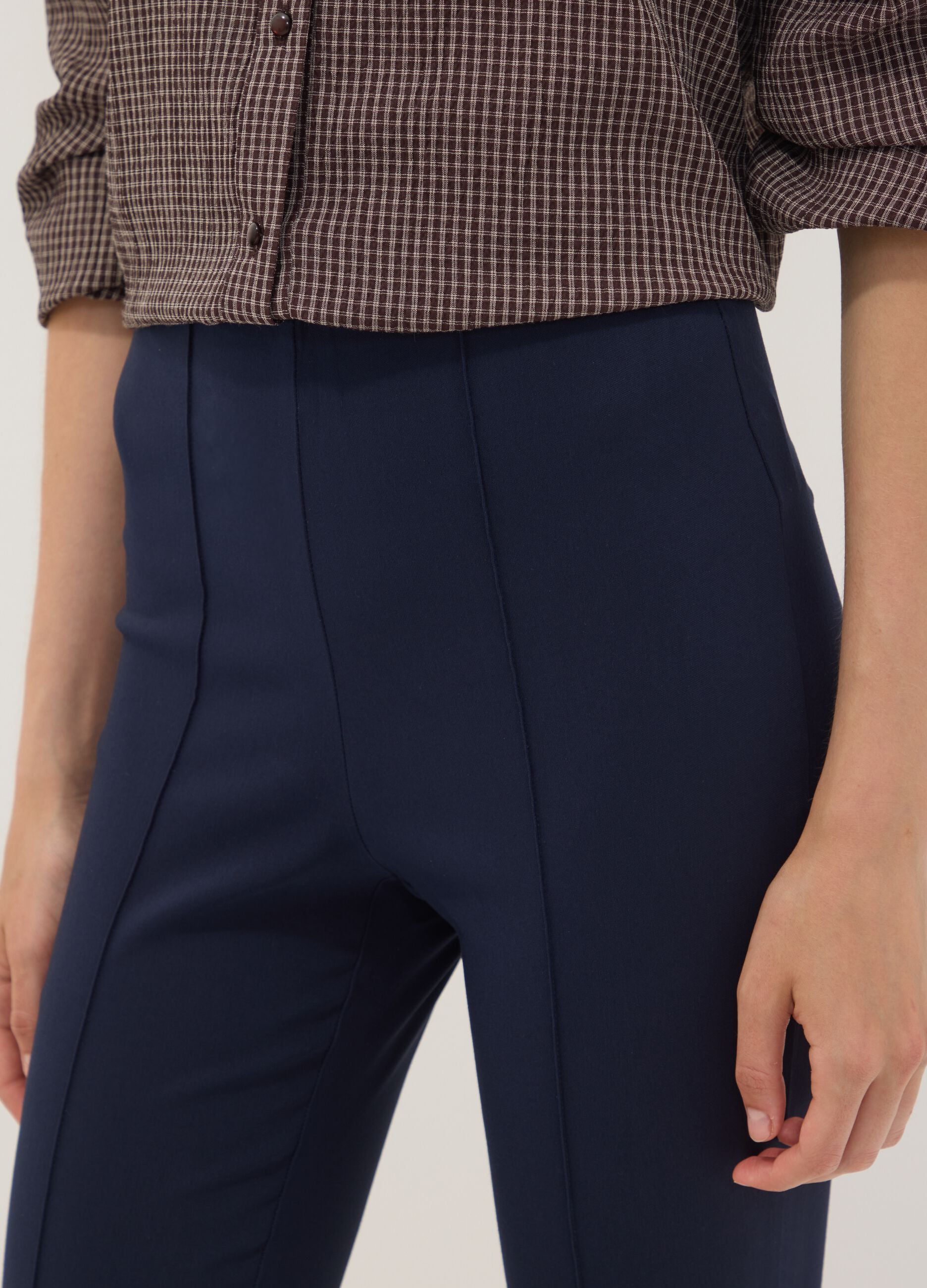 Blue slim-fit stretch viscose leggings