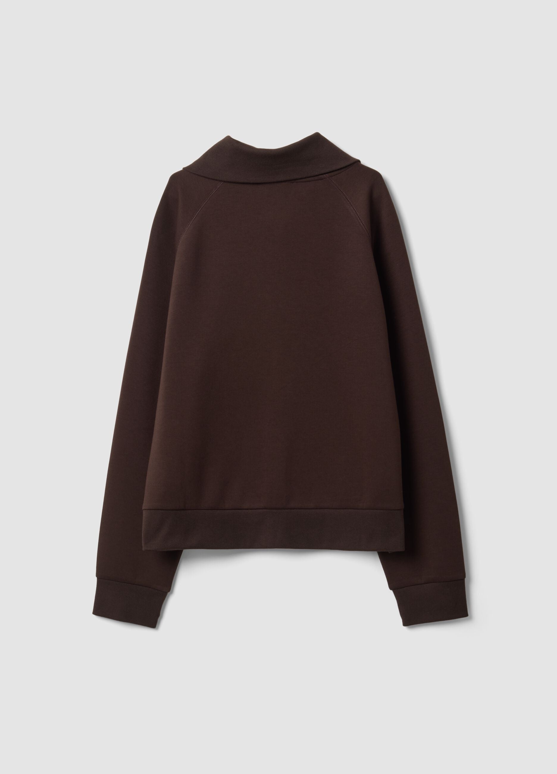 Brown stretch-viscose sweatshirt with regular-fit turtleneck