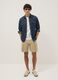 Beige pure cotton cargo shorts, regular fit_0