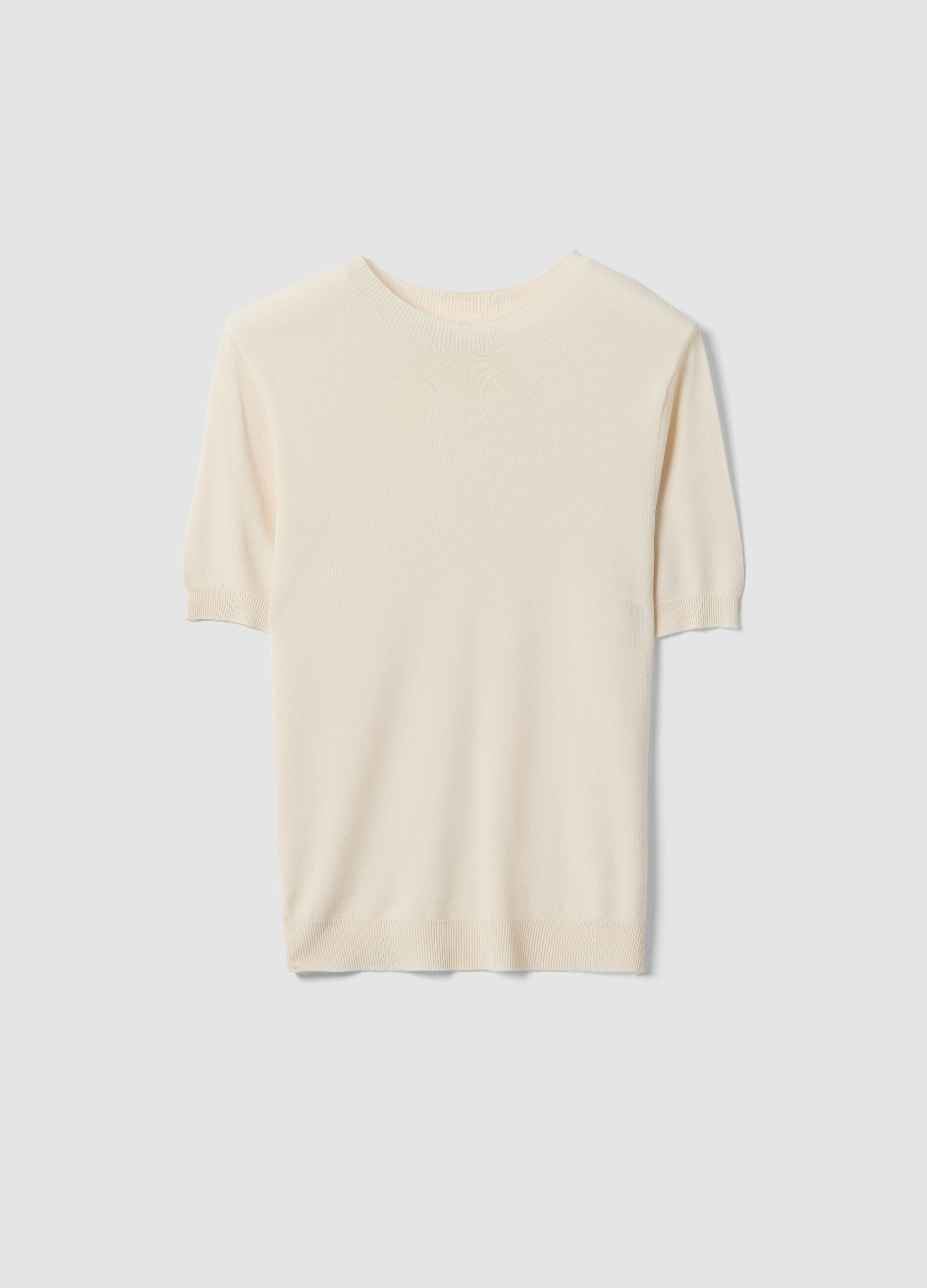 Beige Viscose Blend Regular Fit T-shirt