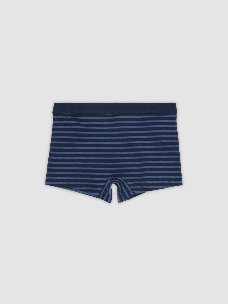 Blue striped organic stretch cotton midi boxer shorts for boys_1