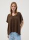 Brown modal-blend V-neck knit top_2