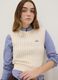 Beige pure cotton regular fit waistcoat with cable knit design_0