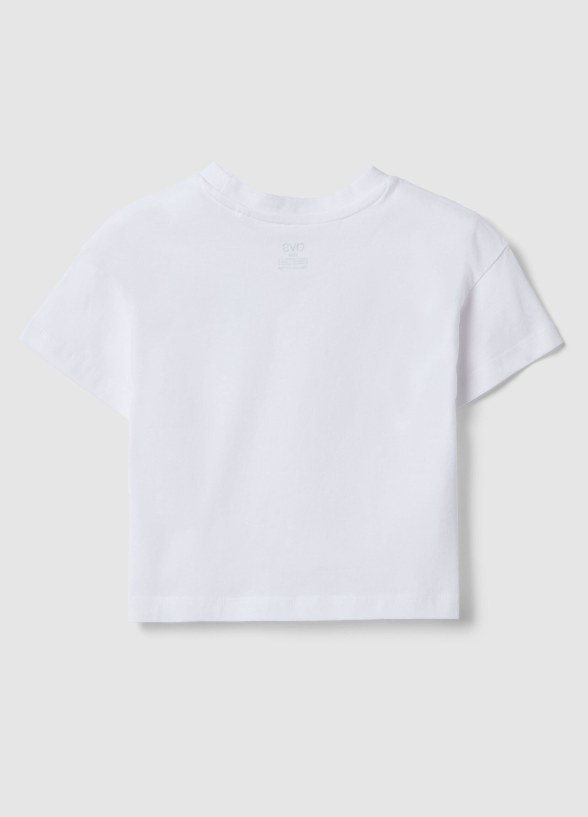 Girls' white pure cotton boxy fit t-shirt with heart