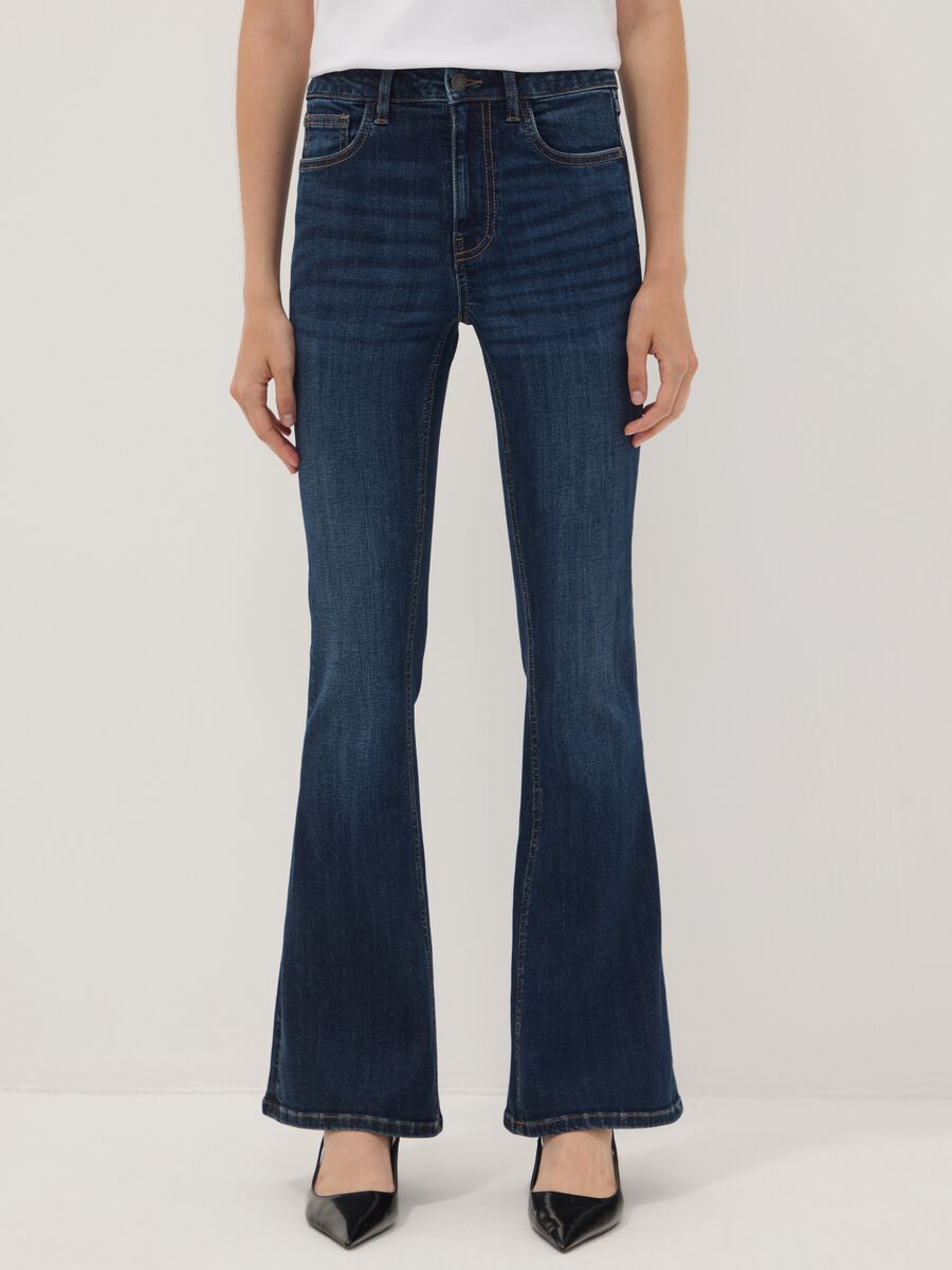 Blue flared stretch-cotton jeans_1