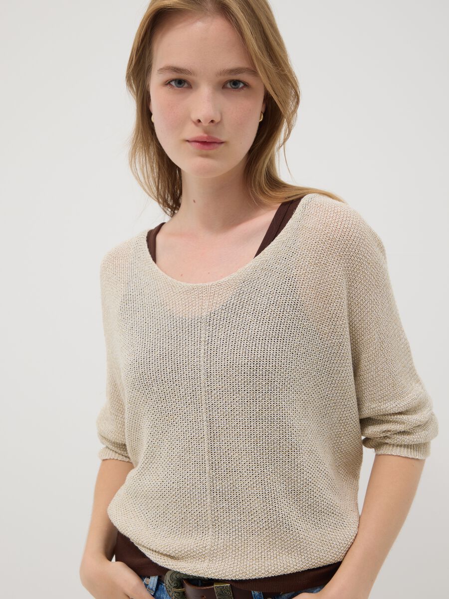 Beige viscose and linen blend knit_1