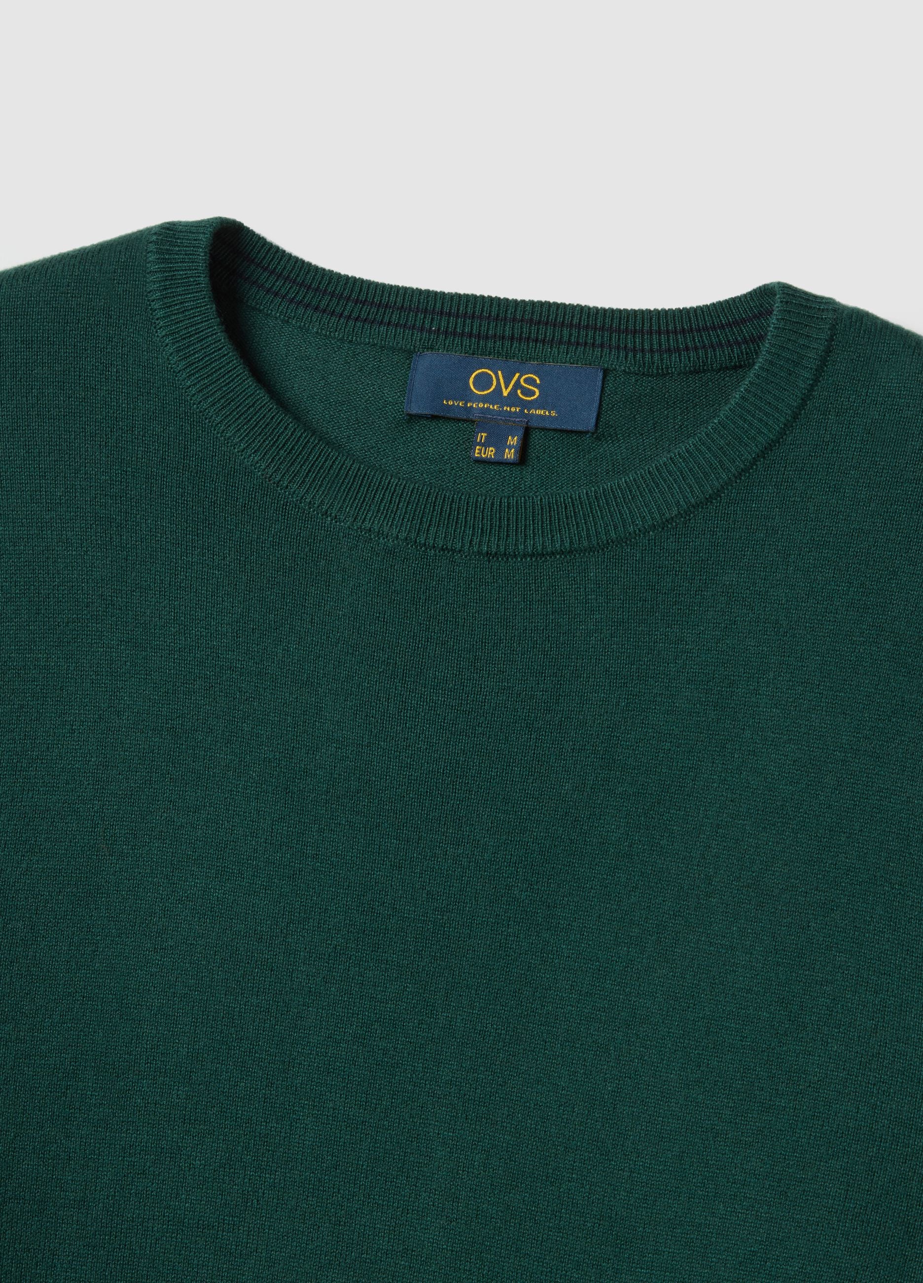 Green crewneck cotton blend pullover with regular fit