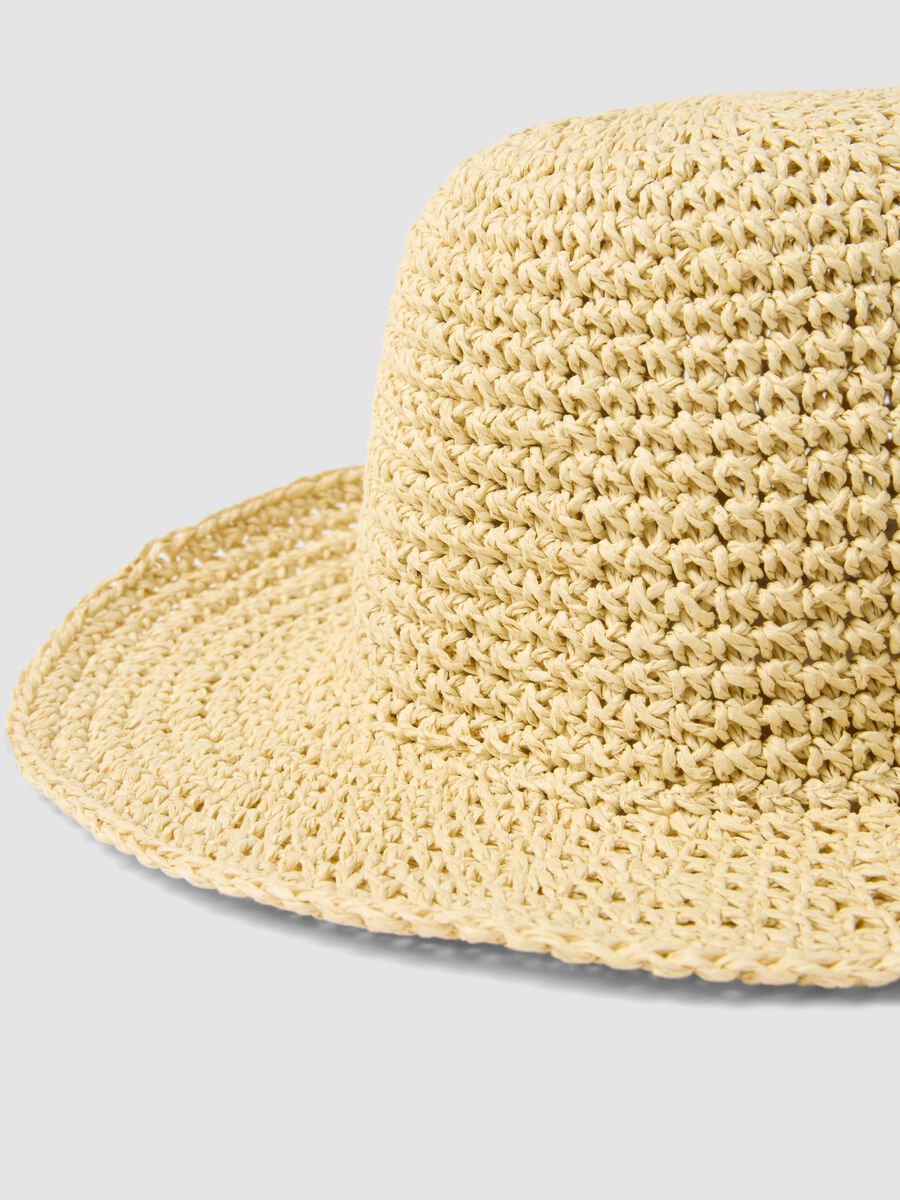 Cappello a cloche in puro tessuto carta beige_2