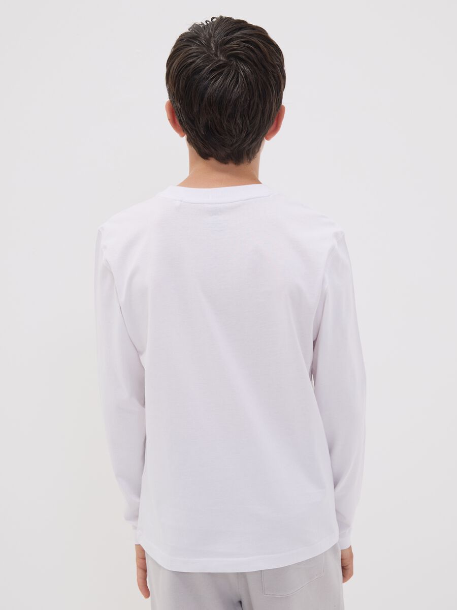 White organic cotton T-shirt with &ldquo;Street Tag&rdquo; print for boys_2