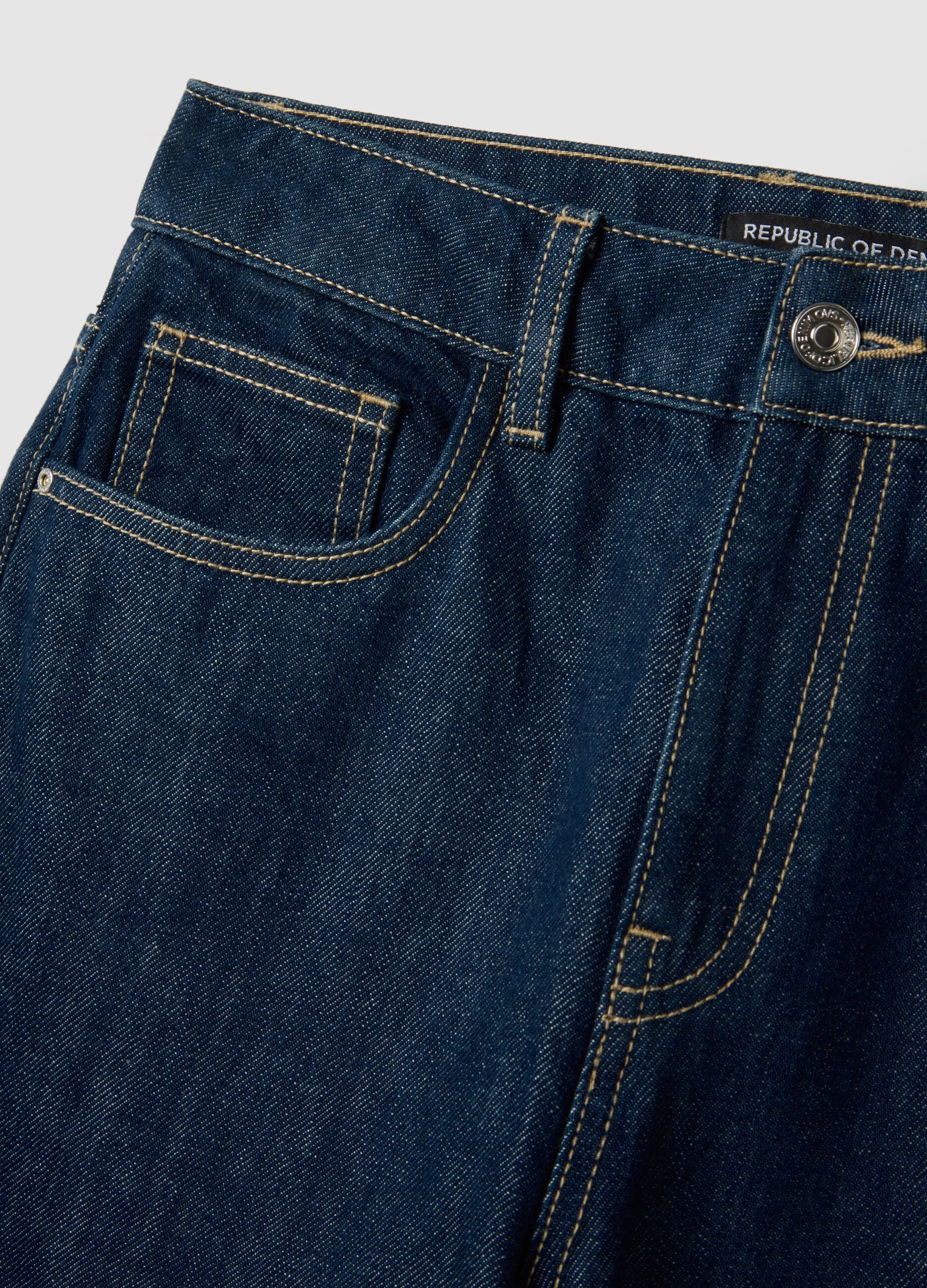 Pure Cotton Blue Straight Fit Jeans