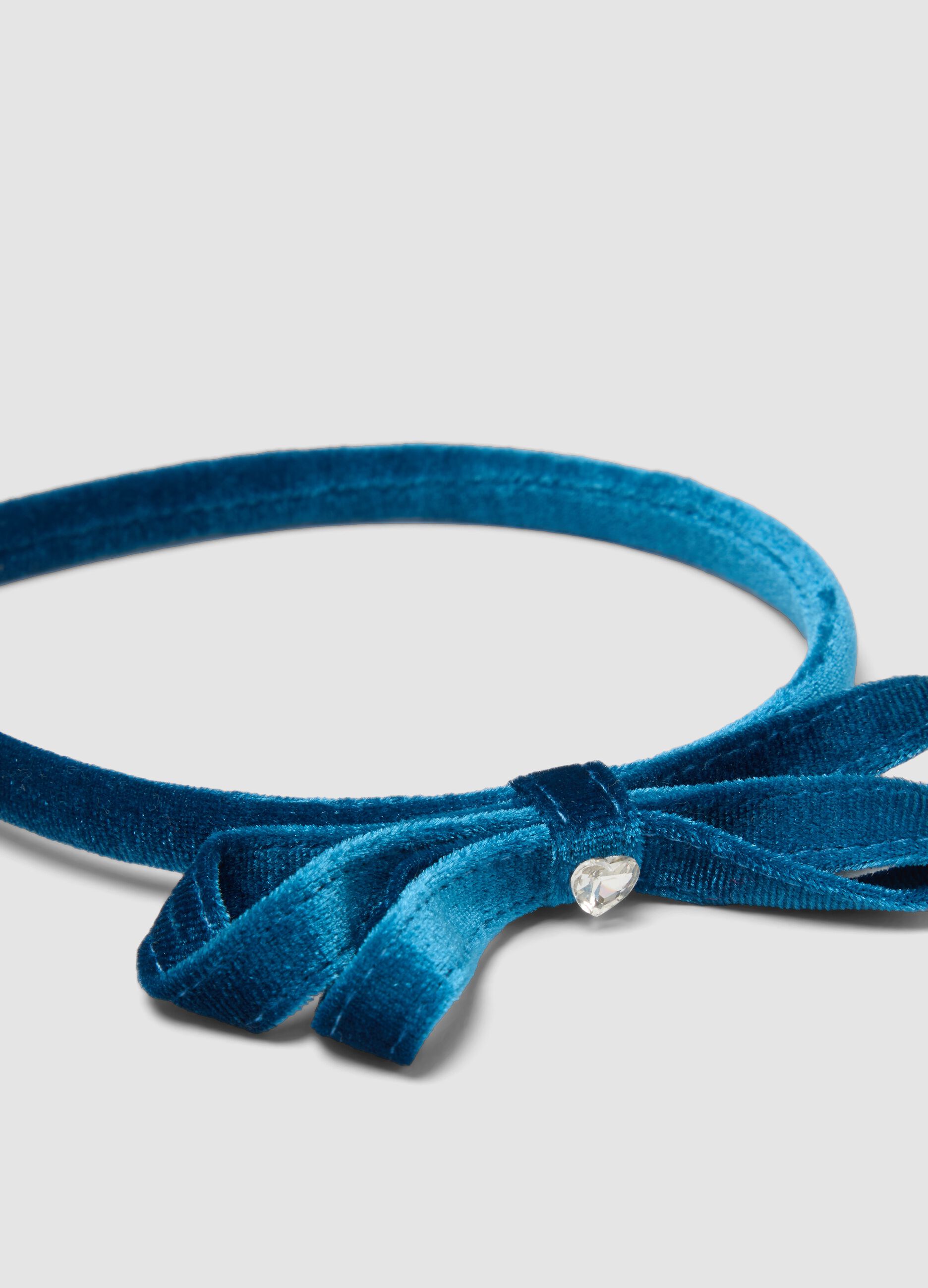 Blue headband with bow for girls