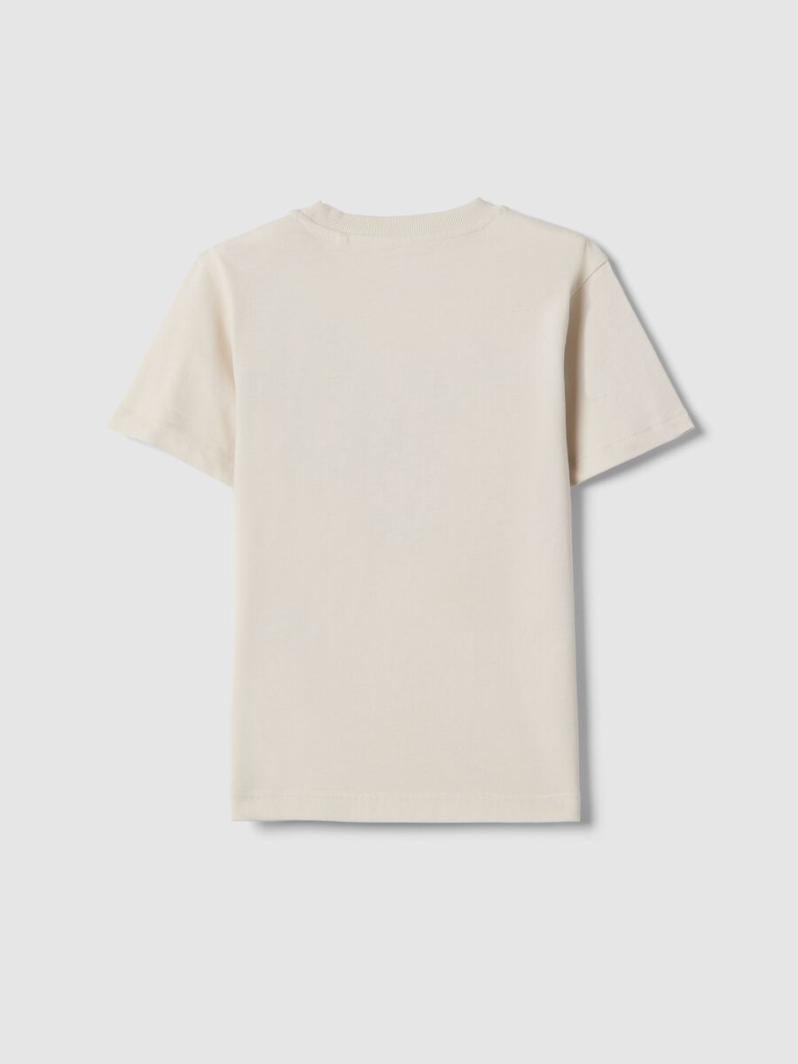 T-shirt in puro cotone beige regular fit per bambino con stampa_1